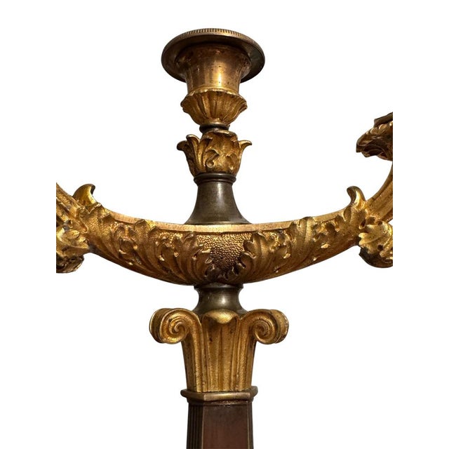 French Empire Gilt Bronze Candelabras, Set of 2 For Sale - Image 5 of 9