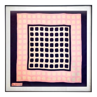 Framed Yves Saint Laurent Silk Scarf 1980s - Midnight Black Frame For Sale