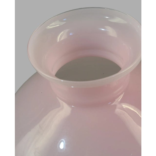 Victorian Vintage Late 20th Century Pink Glass Student Oil Lamp Shade For Sale - Image 3 of 7
