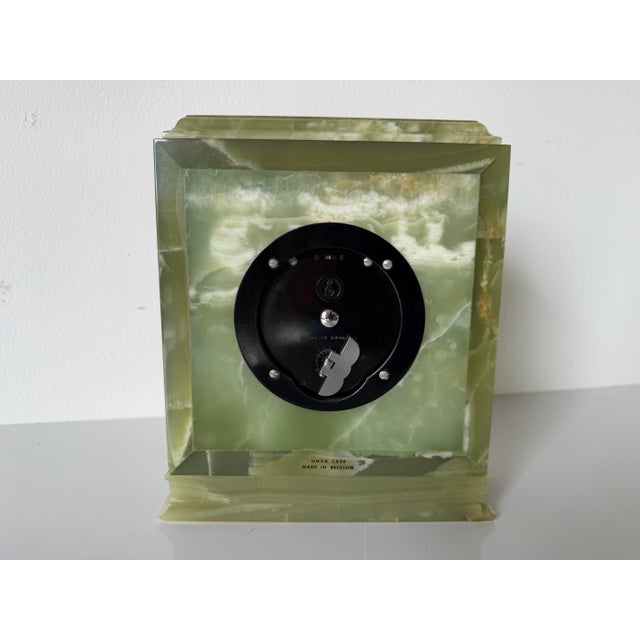 Vintage Elliott London Green Onyx 8-Day Mechanical Mantel Clock – Made in England For Sale - Image 10 of 12