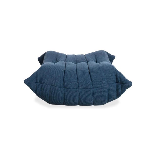 Textile Togo Ottoman in Petrol Blue Fabric by Michel Ducaroy for Ligne Roset For Sale - Image 7 of 10