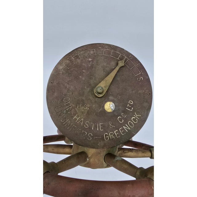 19th Century Antique John Hastie & Co. Greenock Scotland Brass Ship Wheel Helm Compass Pedestal For Sale - Image 5 of 11