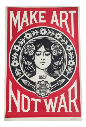 Shepard Fairey (Obey), Make Art Not War, Hand-Signed Lithograph, 2000s