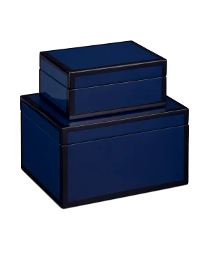 Currey & Company Navy Lacquer Box Set of 2