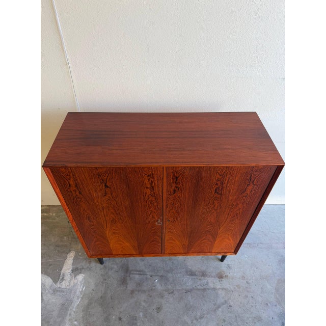 1960s Mid-Century Danish Rosewood Cabinet - Vintage Scandinavian Storage Cupboard With Shelves For Sale - Image 4 of 11