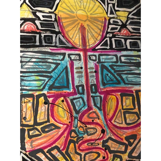 Inspired by ancient iconography and cultures. A completely unique and original artwork by Auker. COA included. Unframed.