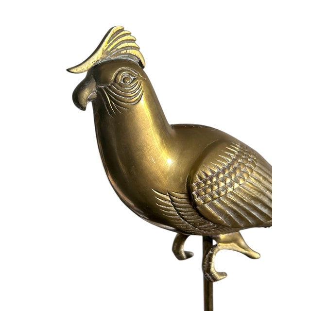 1960s Sergio Bustamante Style Brass Cockatiel Bird Sculpture on Perch For Sale In Los Angeles - Image 6 of 7
