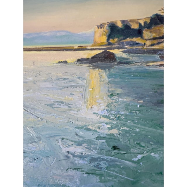Large French Vintage Mediterranean Coastal Seascape Oil Painting on Canvas, Wood Framed For Sale - Image 6 of 18