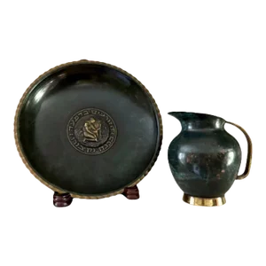Vintage Pal-Bell Israel Wall Plate and Vessel Set Circa 1950’s- 2 Pieces
