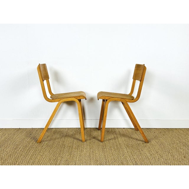 Set of Vintage School Chairs in Beech, 1960 For Sale - Image 9 of 16