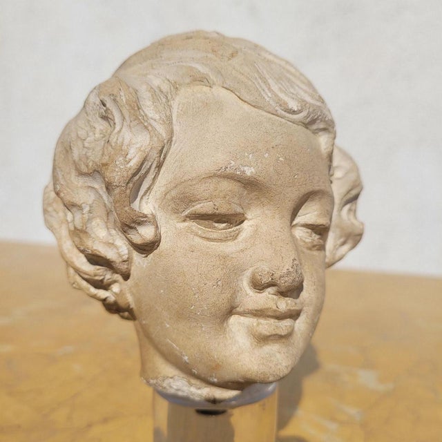 White 18th Century Stone Sculpture of a Child's Head For Sale - Image 8 of 17