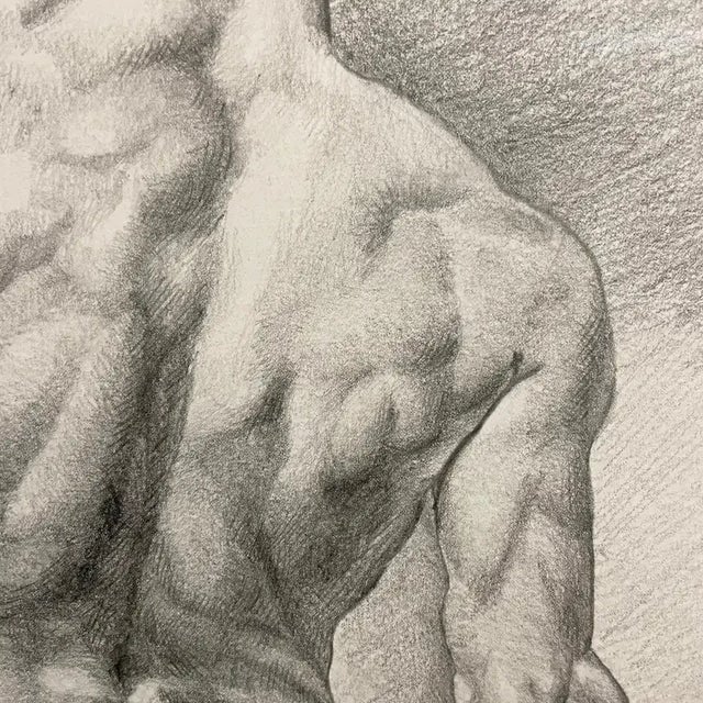 Gray Late 20th Century Framed Academic Figure Drawing For Sale - Image 8 of 13