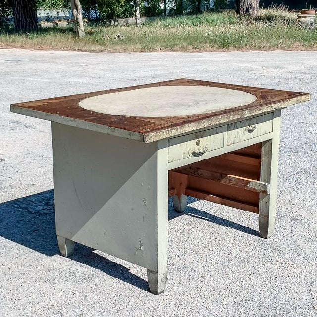 Industrial Artisan Workshop Desk with 19th-Century Stone Top For Sale - Image 3 of 18