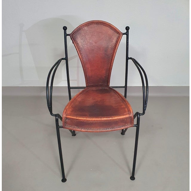 Chair in Leather and Wrought Iron For Sale - Image 3 of 18