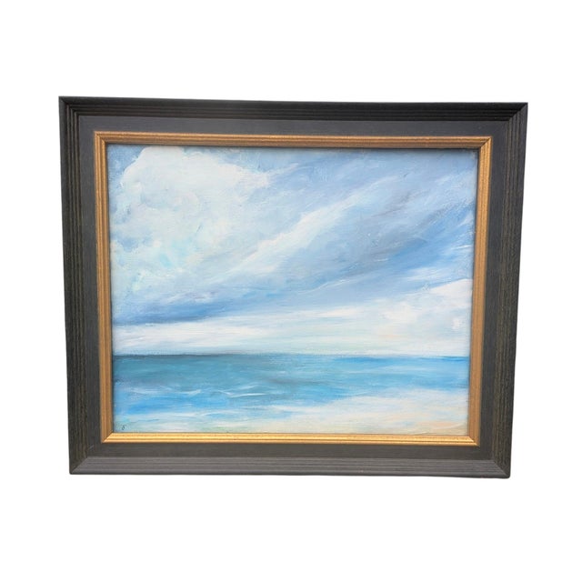 Original Expressionist Seascape Ocean Coastal Dyptich Paintings- A Pair For Sale - Image 11 of 16