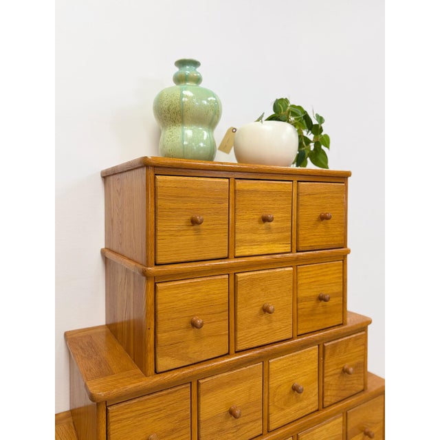 Handmade Vintage Tiered Apothecary Cabinet Fifteen Drawers Antique Style For Sale In Tampa - Image 6 of 15