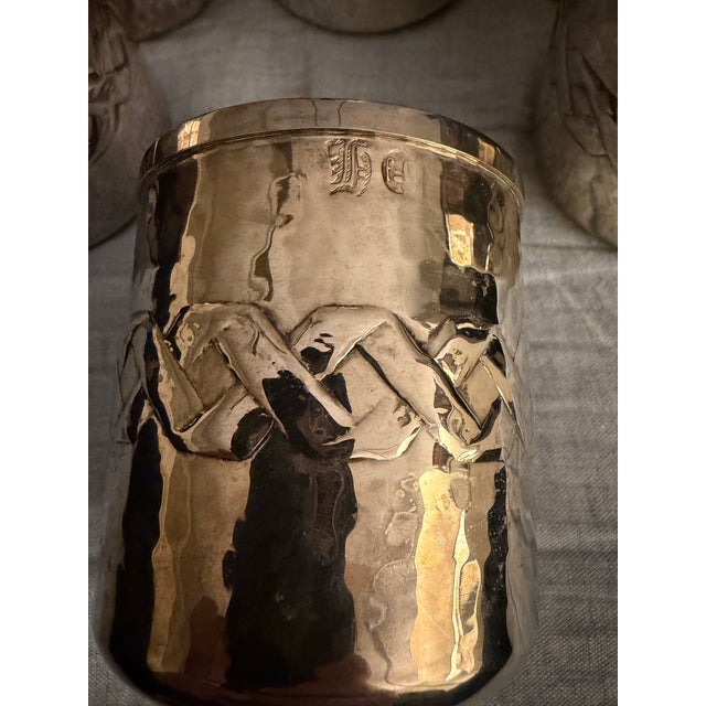 Silver Mid 20th Century Italian Hand-Finished Hammered Silver-Plated Cups by Calegaro - Set of 8 For Sale - Image 8 of 9