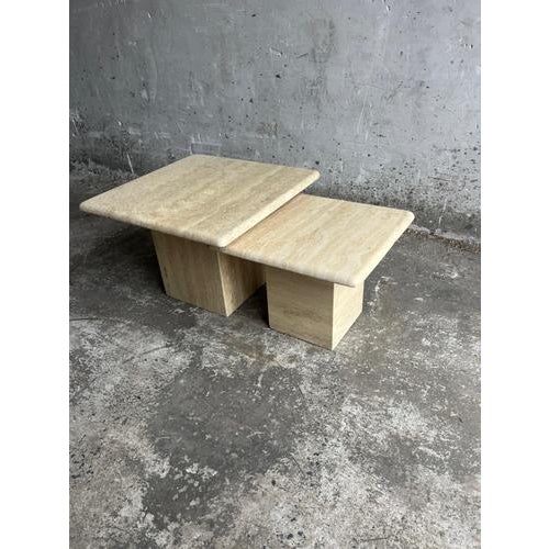 Vintage Travertine Nesting Tables, 1970s, Set of 2 For Sale - Image 3 of 10