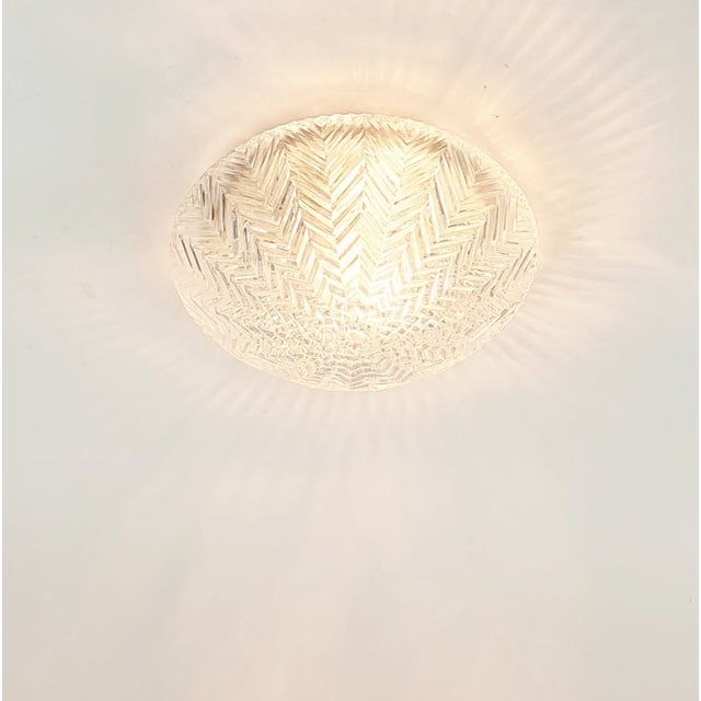 Mid-Century Modern Art Deco Geometric Transparent Glass Flush Mount From Limburg, Germany, 1970s For Sale - Image 6 of 10