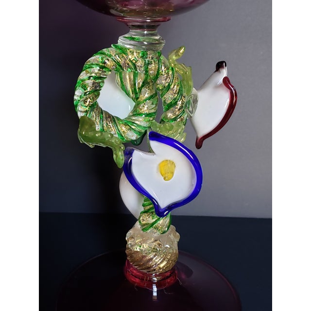 Late 20th Century Davide Fuin Murano Glass Tazza Compote Bowl 16in For Sale - Image 13 of 17