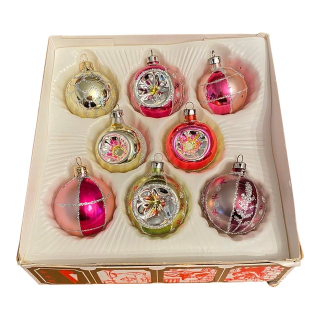 Vintage German Glass Christmas Tree Ornaments - Set of 8 For Sale
