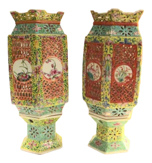Antique Chinese Porcelain Table Lanterns - 2 - a Pair