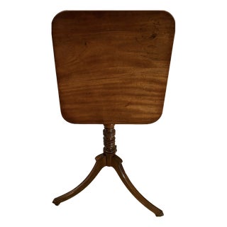 Antique Georgian Mahogany Tilt Top Tripod Table with Turned Column, 1800 For Sale