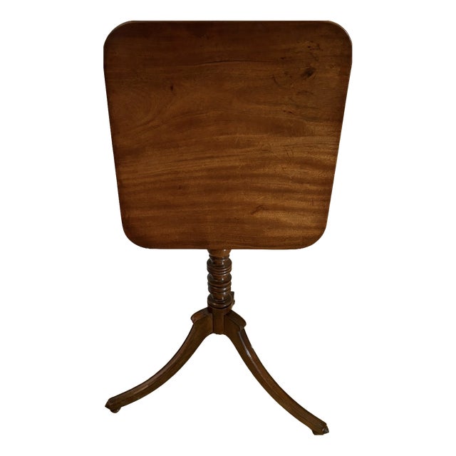 Antique Georgian Mahogany Tilt Top Tripod Table with Turned Column, 1800 For Sale