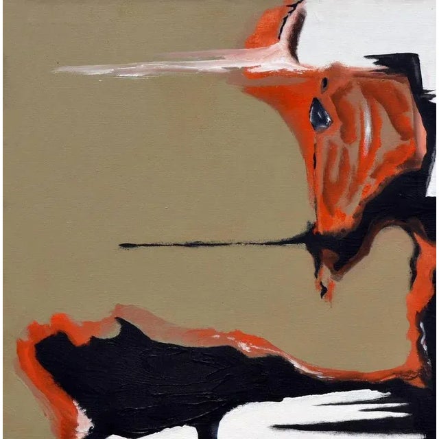 Abstract Expressionism 1960s "Black, Brown and Orange Abstract" Oil Painting For Sale - Image 3 of 4