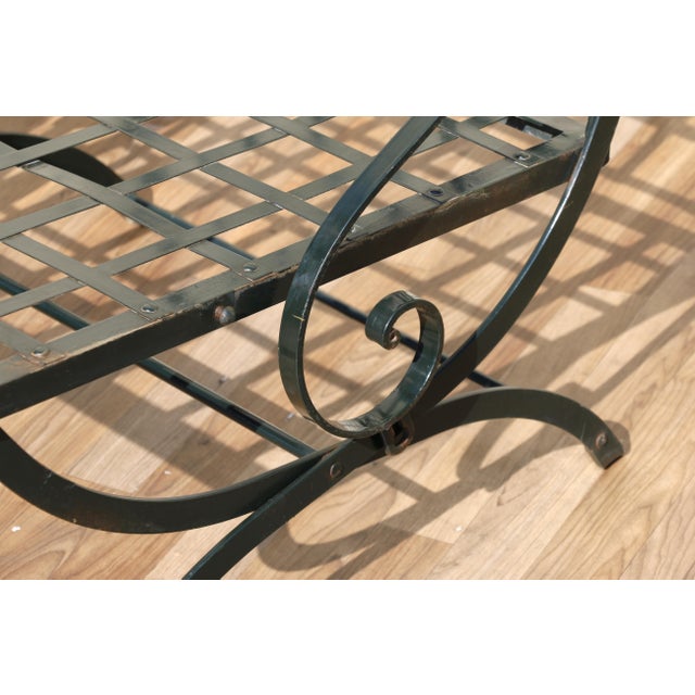 Vintage Set of Four French Wrought Iron Folding Patio Chairs by Hervé Baume | Outdoor Garden Armchairs | France 1970s For Sale - Image 16 of 18