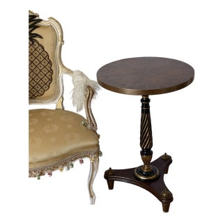 Reduced Neoclassical Revival Round Side Table With Inlay For Sale