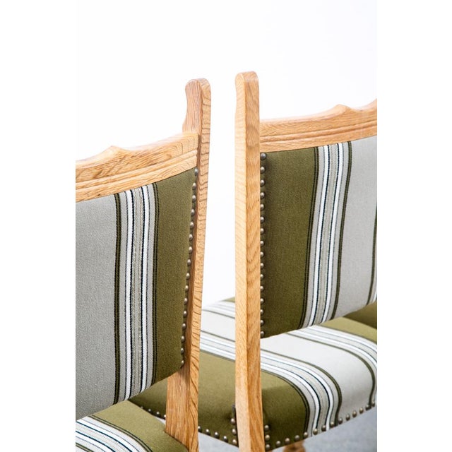Mid Century Danish Modern Dining Chairs Set 4 Attributed to Henning Kjaernulf White Oak Green For Sale - Image 9 of 11
