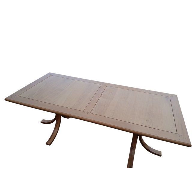 Wood Handcrafted Sculptural Oak Softwood Dining Table by Michel Postaire, 1990s For Sale - Image 7 of 10