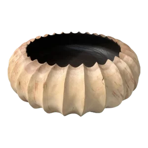 Solid Mango Wood Bowl With Burnt & Natural Finish