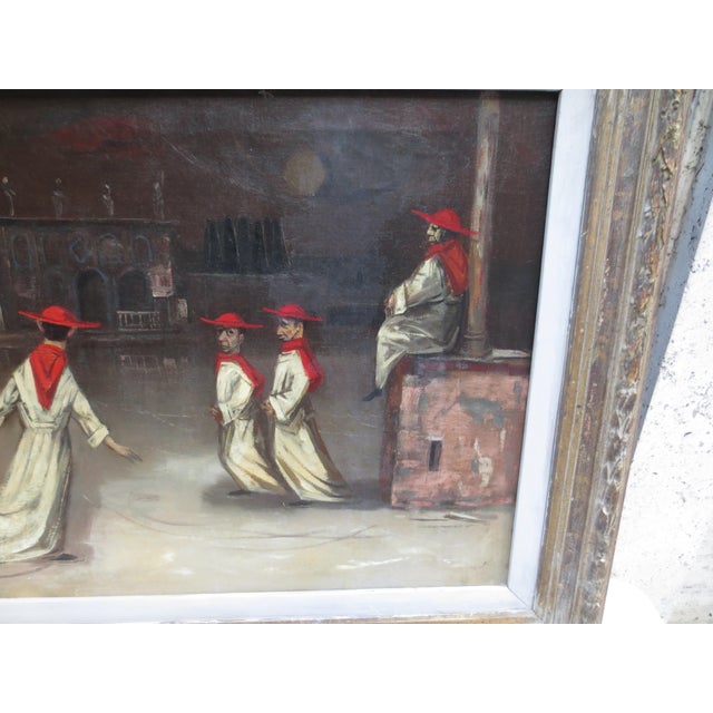 Paint Iceskating Cardinals Under the Moon at the Cathedral by Louis Bosa For Sale - Image 7 of 11