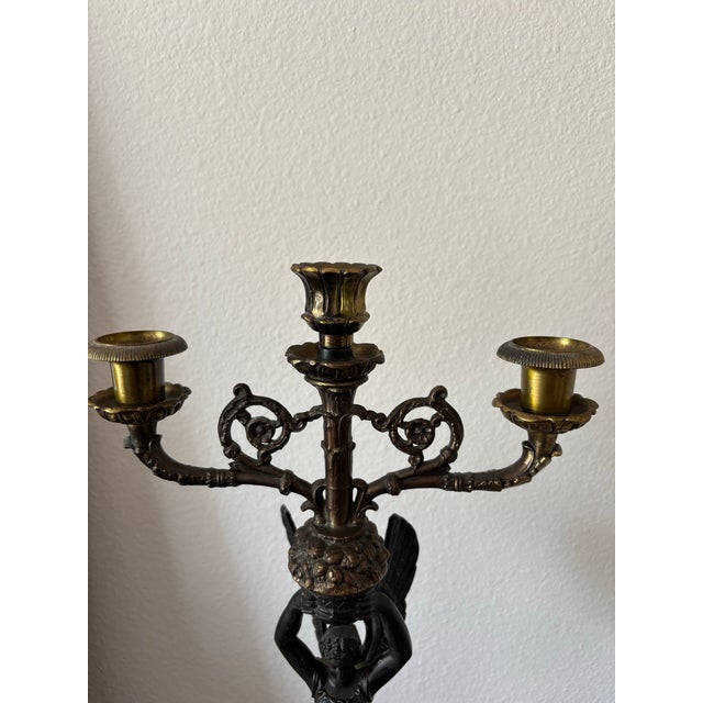 Mid 20th Century Pair of 24" Classical Revival Figural Candelabra W/ Gilt Accents For Sale - Image 6 of 8