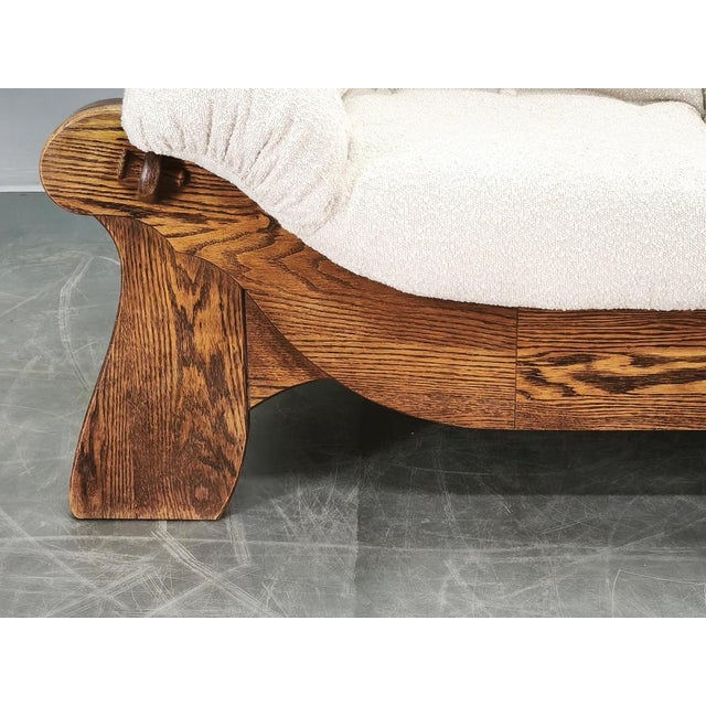 Brutalist Oak and Bouclé 3-Seater Sofa, Former Czechoslovakia, 1970s For Sale - Image 15 of 17
