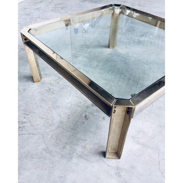 1970s Brass and Glass Square Coffee Table by Peter Ghyczy, 1970s For Sale - Image 5 of 8