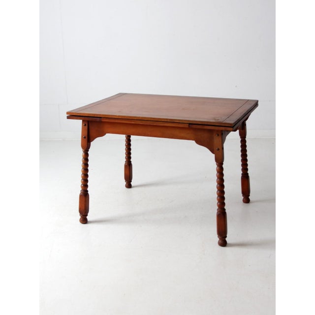Wood Vintage 1940s Kitchen Table With Slide Out Extensions For Sale - Image 7 of 12
