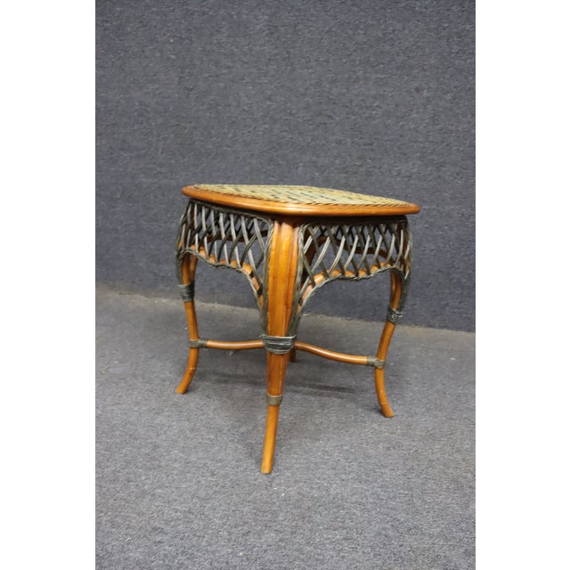 Wicker Rattan Side Table With Woven Top For Sale - Image 4 of 6