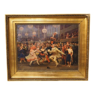 The Masquerade Ball, a 19th Century Oil on Canvas Painting in Giltwood Frame For Sale