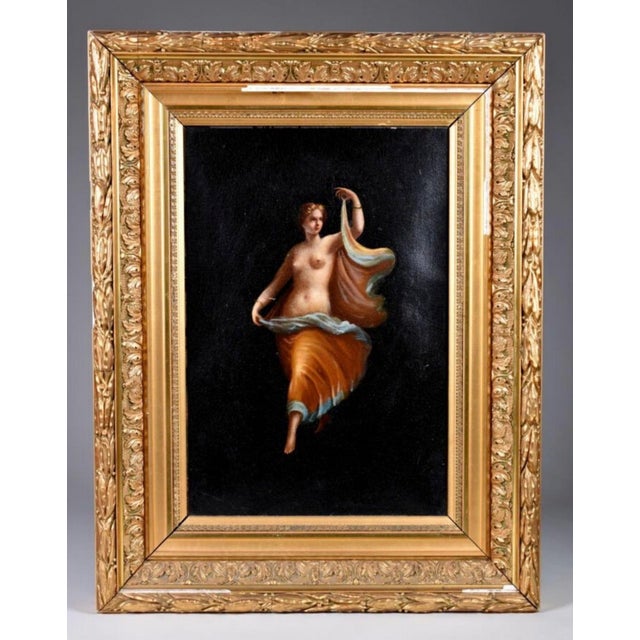 Important Pair of Italian School Paintings "Night and Day" 19th Century Inspired by the excavations of Pompeya Two oils on...