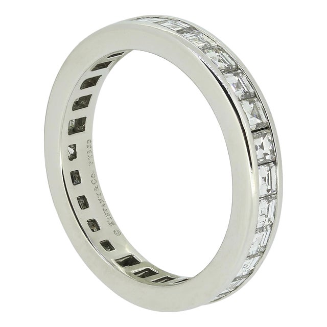 Late 20th Century Tiffany & Co Platinum Diamond Eternity Band, Size 5 For Sale