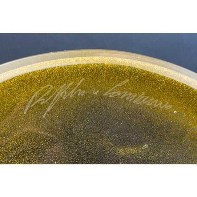 Mid 20th Century Signed Murano Italy Gold Fleck Glass Palm Tree Candlestick Candleholders- Set of 3 For Sale - Image 9 of 9