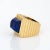 Tiffany and Co. Late 20th Century 70s Tiffany & Co Sugarloaf Lapis Lazuli Ring 18k Yellow Gold Sz 5 Square Ridged For Sale - Image 4 of 7