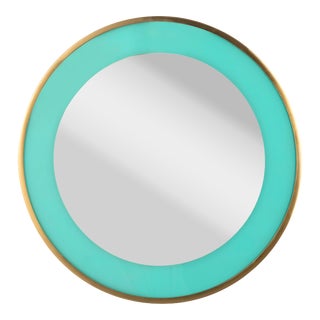 Lucille Turquoise & Brass Mirror For Sale