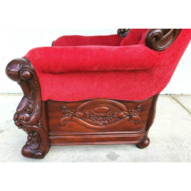 Large Asian Chinoiserie Carved Rosewood Armchair For Sale - Image 10 of 12