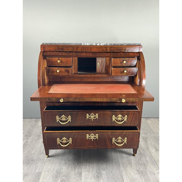 19th Century Louis XVI Style Mahogany Drop-Front Secretary For Sale - Image 6 of 10