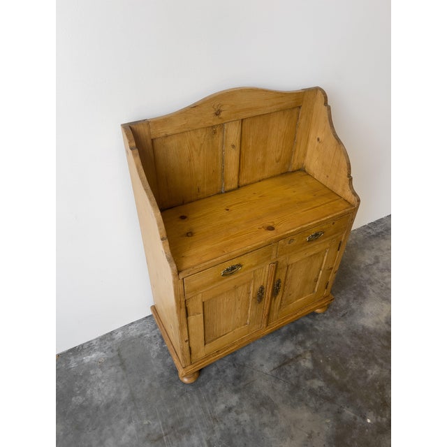 Mid 19th Century Antique Dutch Pine Cupboard With Gallery Back For Sale - Image 5 of 9