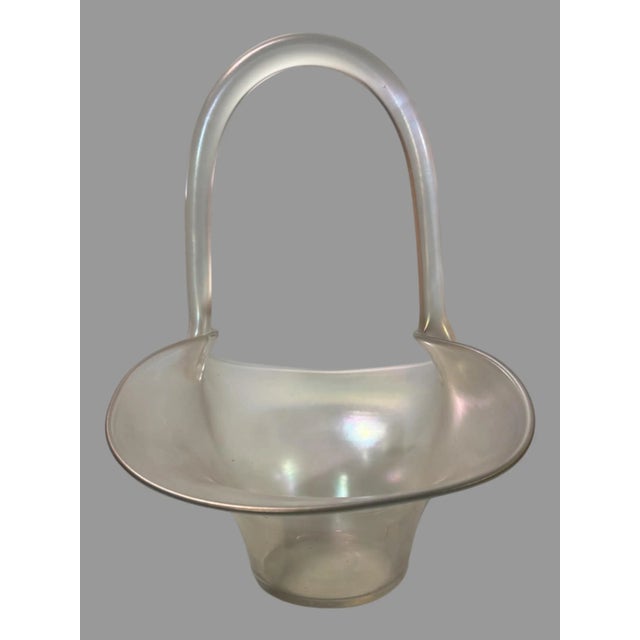 Antique 12" Steuben Verre De Soie Art Glass Basket For Sale - Image 9 of 12